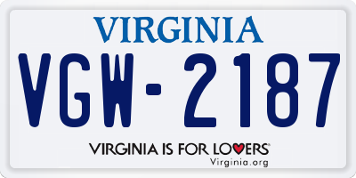 VA license plate VGW2187