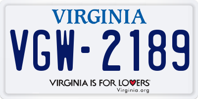 VA license plate VGW2189