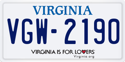 VA license plate VGW2190
