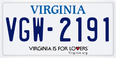 VA license plate VGW2191