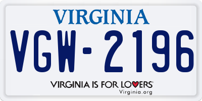 VA license plate VGW2196