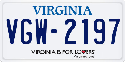 VA license plate VGW2197