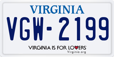 VA license plate VGW2199