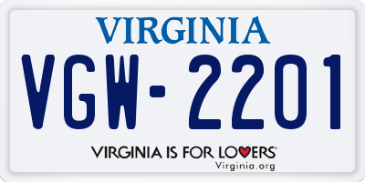 VA license plate VGW2201