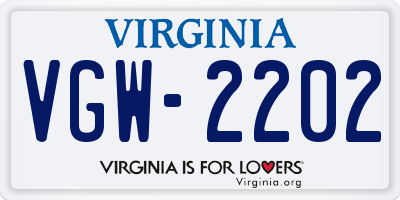 VA license plate VGW2202