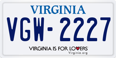 VA license plate VGW2227