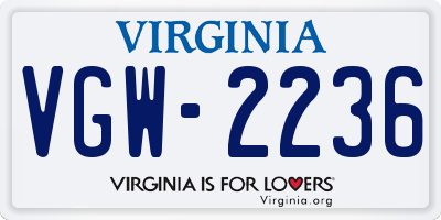 VA license plate VGW2236