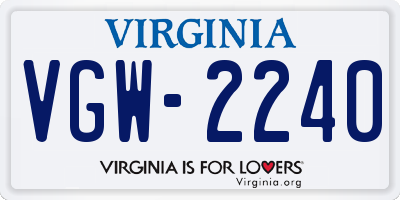 VA license plate VGW2240