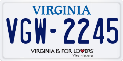 VA license plate VGW2245