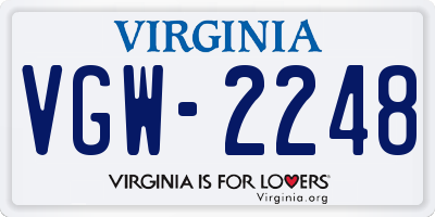VA license plate VGW2248