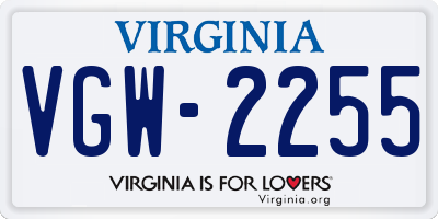 VA license plate VGW2255