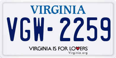 VA license plate VGW2259