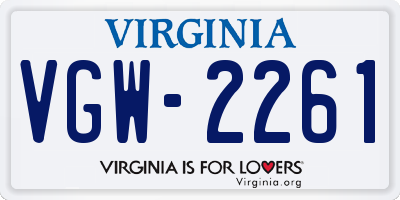 VA license plate VGW2261