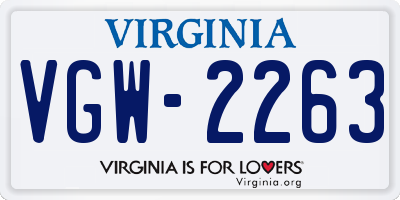 VA license plate VGW2263