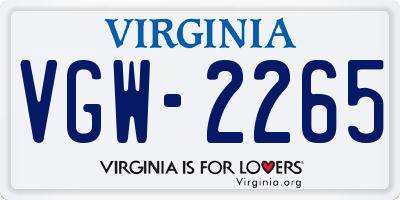 VA license plate VGW2265