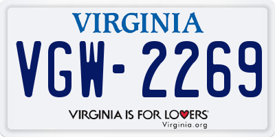 VA license plate VGW2269