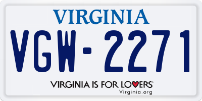 VA license plate VGW2271