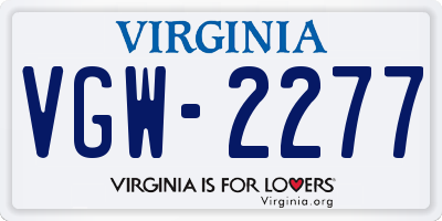VA license plate VGW2277