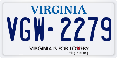 VA license plate VGW2279