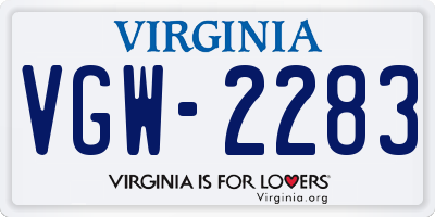 VA license plate VGW2283