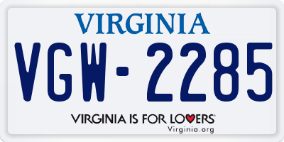 VA license plate VGW2285