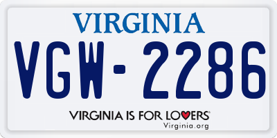 VA license plate VGW2286