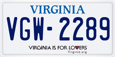 VA license plate VGW2289