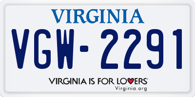 VA license plate VGW2291