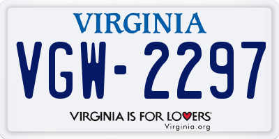 VA license plate VGW2297