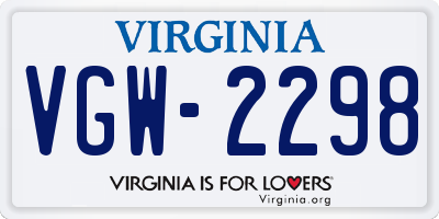 VA license plate VGW2298