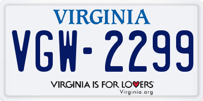 VA license plate VGW2299