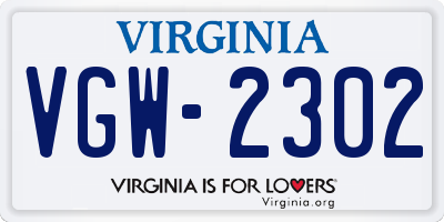VA license plate VGW2302