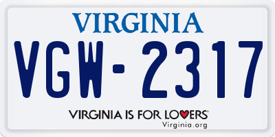 VA license plate VGW2317