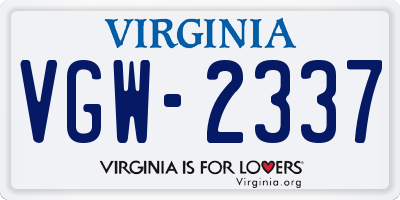 VA license plate VGW2337
