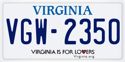 VA license plate VGW2350