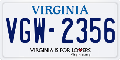 VA license plate VGW2356