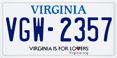 VA license plate VGW2357