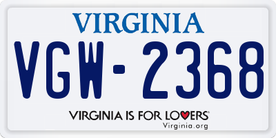 VA license plate VGW2368