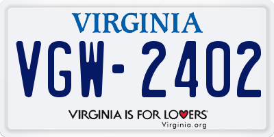 VA license plate VGW2402