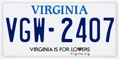 VA license plate VGW2407