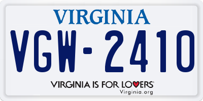 VA license plate VGW2410