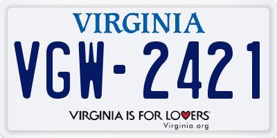VA license plate VGW2421