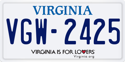 VA license plate VGW2425