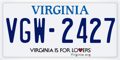 VA license plate VGW2427