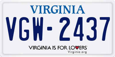 VA license plate VGW2437