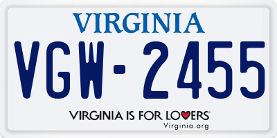 VA license plate VGW2455