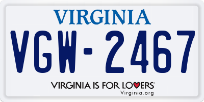 VA license plate VGW2467