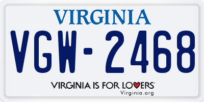 VA license plate VGW2468