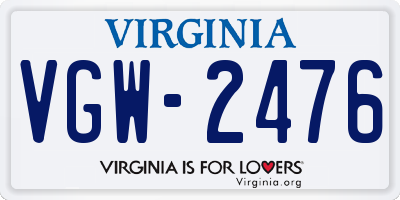 VA license plate VGW2476