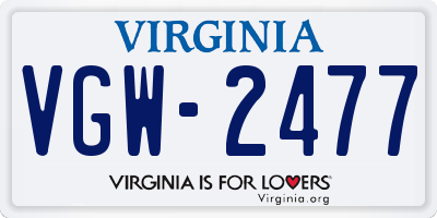 VA license plate VGW2477